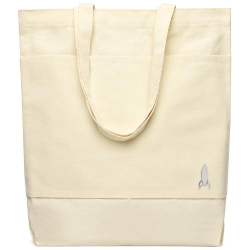 Сумка для покупок JETTA 325 г/м² с шильдом - ракета, натуральный/шильд ракета (серебро)