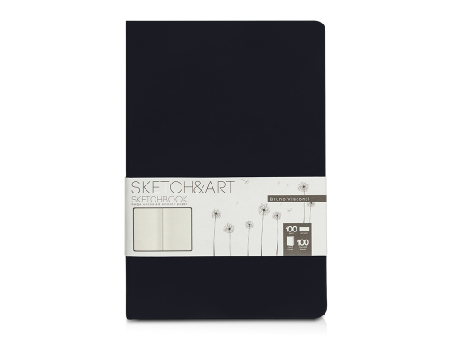 Скетчбук Sketch & Art в твердом переплете 143х216 мм, 100 л. бежевой бумаги 100 г/м2, черный