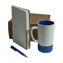 Набор подарочный ARTKITS: ежедневник, ручка, кружка с цветным дном, стружка, коробка, синий, синий