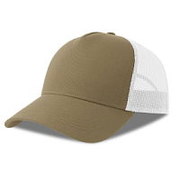 Бейсболка RAPPER COTTON-S, 5 клиньев, пластиковая застёжка, хаки, белый