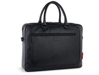 Портфель мужской BUGATTI Clark, чёрный, воловья кожа/полиэстер, 40х9,5х29 см, 10 л