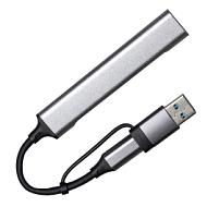 USB-хаб BRANCH 4 в 1, серый, алюминий, серый