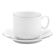 Чайная пара фарфоровая 220см³ экспресс Платиновый в коробке, Белый