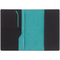Обложка для паспорта Multimo, черная с бирюзовым Обложка для паспорта Multimo, черная с бирюзовым
