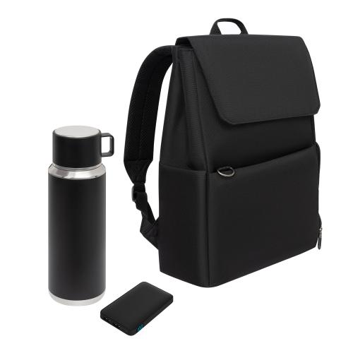 Подарочный набор Марко (Marco), черный (термос, ЗУ, рюкзак)