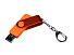 USB-флешка на 64 ГБ 3 в 1 поворотный механизм, c двумя дополнительными разъемами MicroUSB и TypeC C с одноцветным металлическим клипом, оранжевый