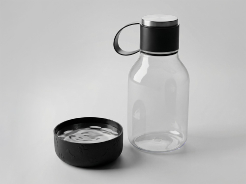 Бутылка для воды 2-в-1 Dog Bowl Bottle со съемной миской для питомцев, 1500 мл, черный