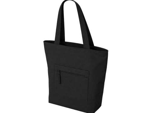 Сумка на молнии Zipper  Neo из хлопка 280 г c карманом на молнии спереди, черный