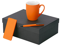 Подарочный набор c кружкой, пластиковой ручкой и повербанком С1, 5000 mAh, оранжевый