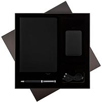 Подарочный набор Spark, черный (ежедневник, ручка, аккумулятор)