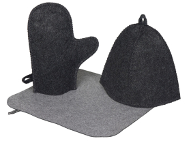 Банный набор из шапки, рукавицы и коврика Calm, серый