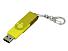 Флешка промо поворотный механизм, с однотонным металлическим клипом, 64 Гб, желтый