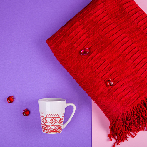 Набор подарочный NATIVE PASSION: плед, кружка, коробка, красный, красный