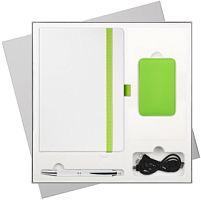 Подарочный набор Arctic, белый/салатовый (ежедневник, ручка, аккумулятор) Подарочный набор Arctic, белый/салатовый (ежедневник, ручка, аккумулятор)