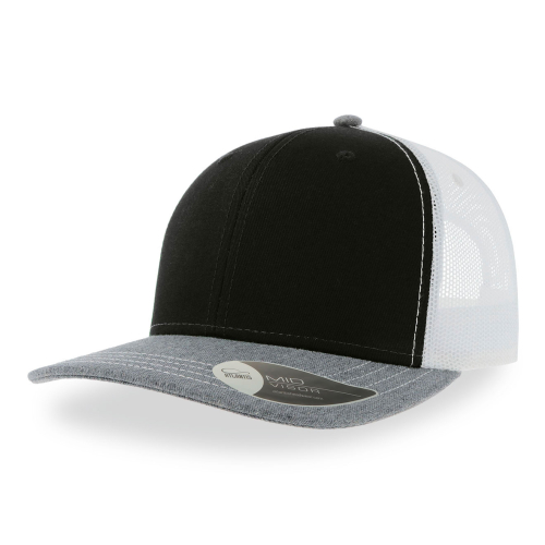 Бейсболка SONIC, 6 клиньев, пластиковая застежка, черный, серый, белый