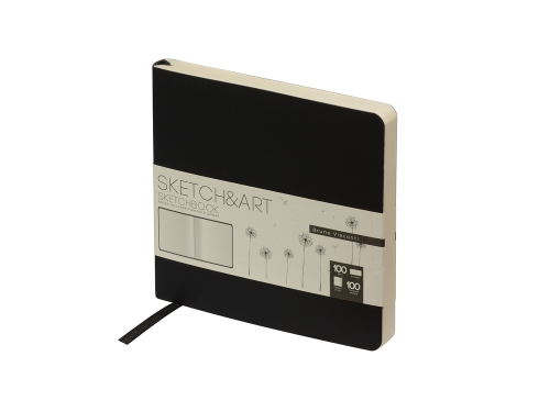 Скетчбук Sketch & Art в мягком переплете 145х145 мм, 100 л. бежевой бумаги 100 гр., черный