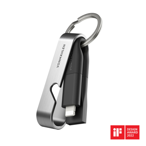 Кабель-брелок High Six 6 в 1, черный-серебро