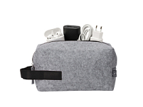 Органайзер для электроники и проводов Felt из RPET-фетра с ручкой, серый с черным