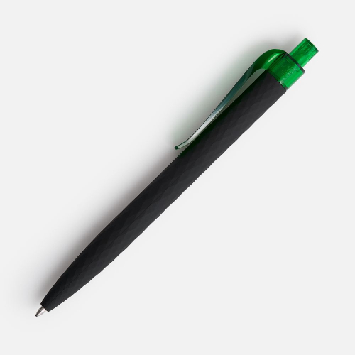Ручка шариковая Prodir QS01 PRT-T Soft Touch, черная с зеленым