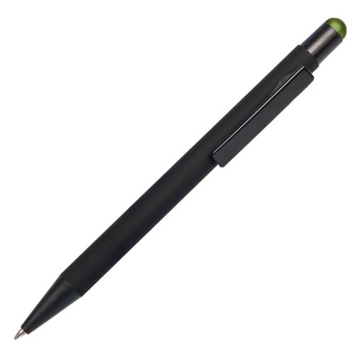 Ручка шариковая FACTOR BLACK со стилусом, черный, зеленый