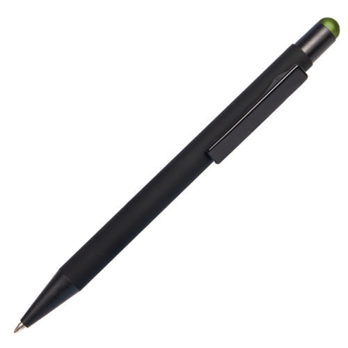 Ручка шариковая FACTOR BLACK со стилусом, черный, зеленый