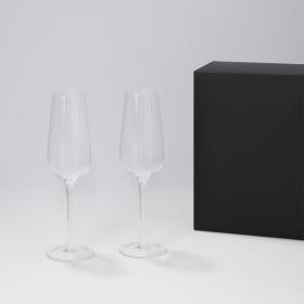 Подарочный набор 2 бокала для шампанского Blanche в черной коробке