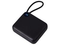 Внешний аккумулятор со встроенным кабелем Liri, QC/PD, 10000 мАч, черный