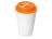 Пластиковый стакан Take away с двойными стенками и крышкой с силиконовым клапаном, 350 мл, белый/оранжевый
