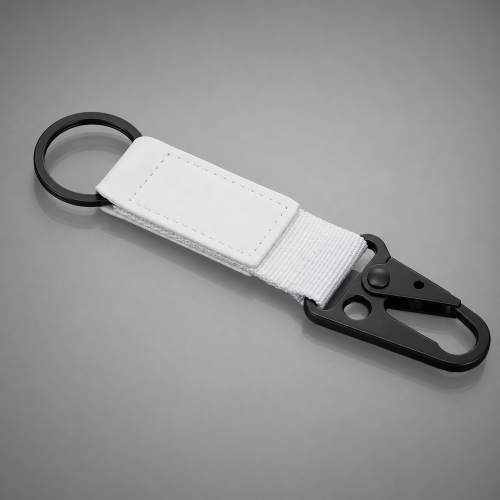Брелок-ремувка Carabinier из ткани с вставкой из экокожи и карабином, белый