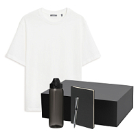 Набор с одеждой RUST NEO (футболка, бутылка, ежедневник, ручка), белый/черный, M/L Набор с одеждой RUST NEO (футболка, бутылка, ежедневник, ручка), белый/черный, M/L