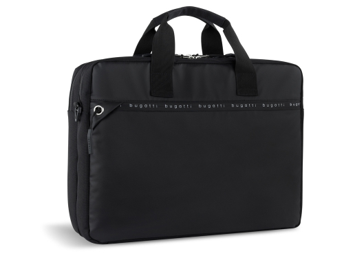 Портфель мужской BUGATTI БЛАНК ОБЛЕГЧЕННАЯ | BLANC DELIGHT, чёрный, нейлон RPET600D/тарпаулин/полиэстер, 40х10х29 см, 10 л