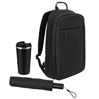 Подарочный набор Sirius, черный (зонт, термокружка, рюкзак)