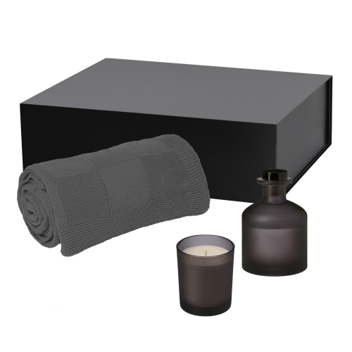 Подарочный набор Энигма (Enigma), Селла (Cella), серый (свеча, диффузор, плед)