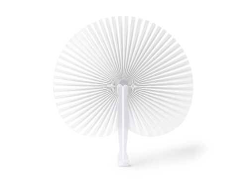 Складной круглый веер-пайпай с пластиковыми стержнями, белый