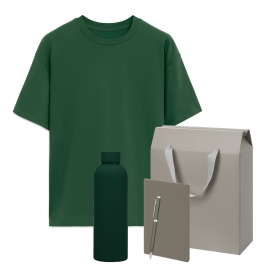 Набор с одеждой RUST (футболка, термобутылка, блокнот, ручка), зеленый/серый, XL/2XL