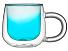 Кружка с двойными стенками с широкой ручкой и градиентным покрытием Fog, бирюзовый