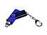 USB-флешка на 32 Гб поворотный механизм, c двумя дополнительными разъемами MicroUSB и TypeC, синий