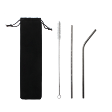 Набор многоразовых трубочек Оnlycofer black (стальной)