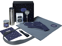 Подарочный набор с перчатками, термосом и чаем, темно-синий