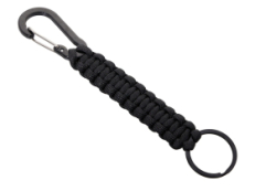 Брелок-веревочка Austere с карабином и кольцом, черный