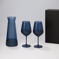 Подарочный набор декантер + 2 бокала для вина Sapphire в черной коробке