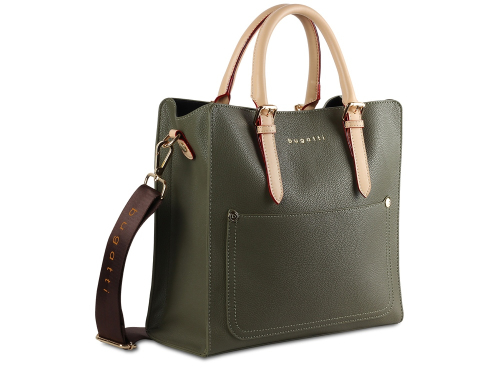 Сумка-портфель женская BUGATTI ЭЛЛА | ELLA, оливковая, полиуретан, 30х11,5х28 см