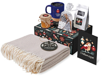 Подарочный набор c пледом, кружкой и вареньем, синий