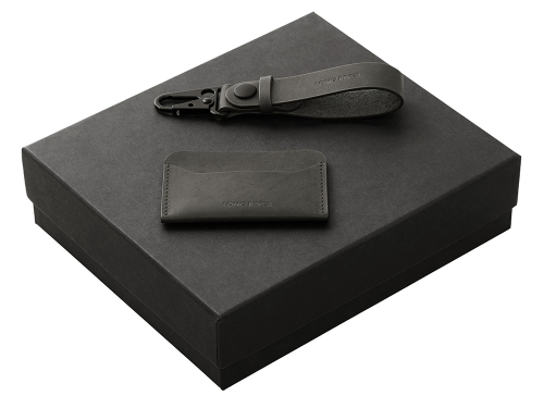 Подарочный набор Long River: картхолдер, ремешок для ключей, черная коробка