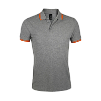 Поло мужское "Pasadena Men", серый, оранжевый Поло мужское "Pasadena Men", серый, оранжевый