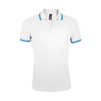 Поло мужское PASADENA MEN 200, белый, голубой Поло мужское PASADENA MEN 200, белый, голубой