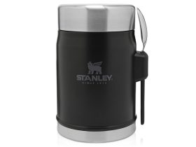 Банка для еды объемом 400 мл с ложкой-вилкой Stanley Legendary - черный матовый