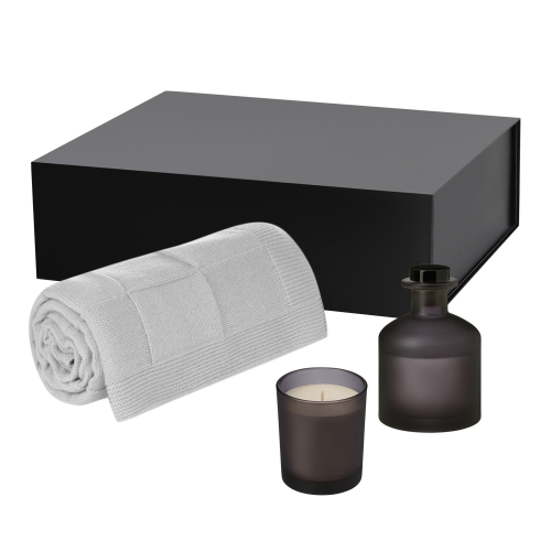 Подарочный набор Enigma, Cella Soft, серый (свеча, диффузор, плед)