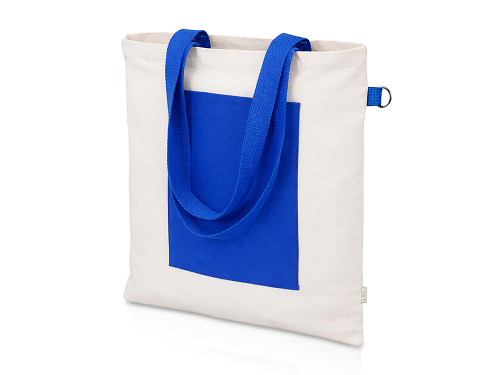 Сумка для покупокTopiс из переработанных материалов с наружным цветным карманом, синий