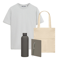 Набор с одеждой KRIS (футболка, термобутылка, ежедневник, ручка, шоппер), серый, XL